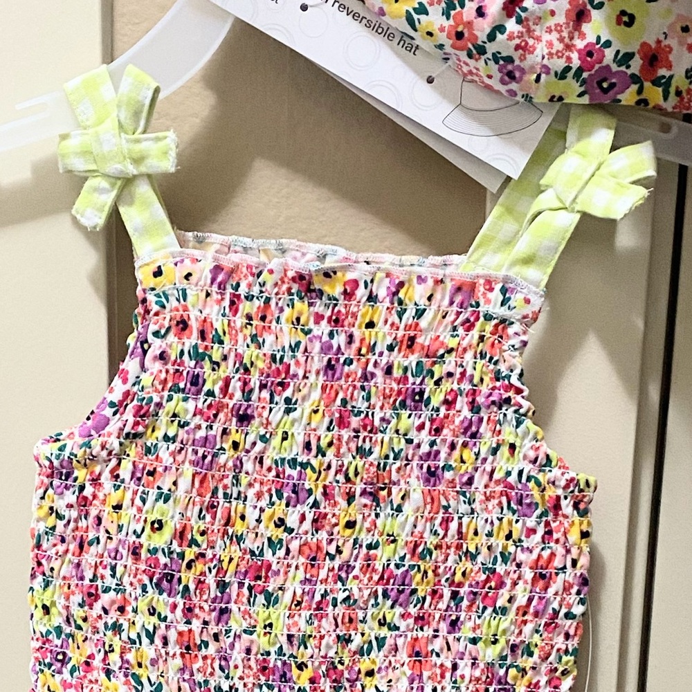 COPY - Wonder Nation girls 2pc Neon Floral Sleeveless Romper & bucket hat size … - Picture 15 of 16